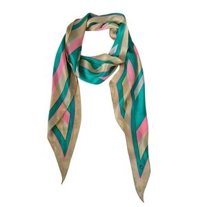 Vintage Anne Klein Silk Scarf Narrow Shape Striped Pattern